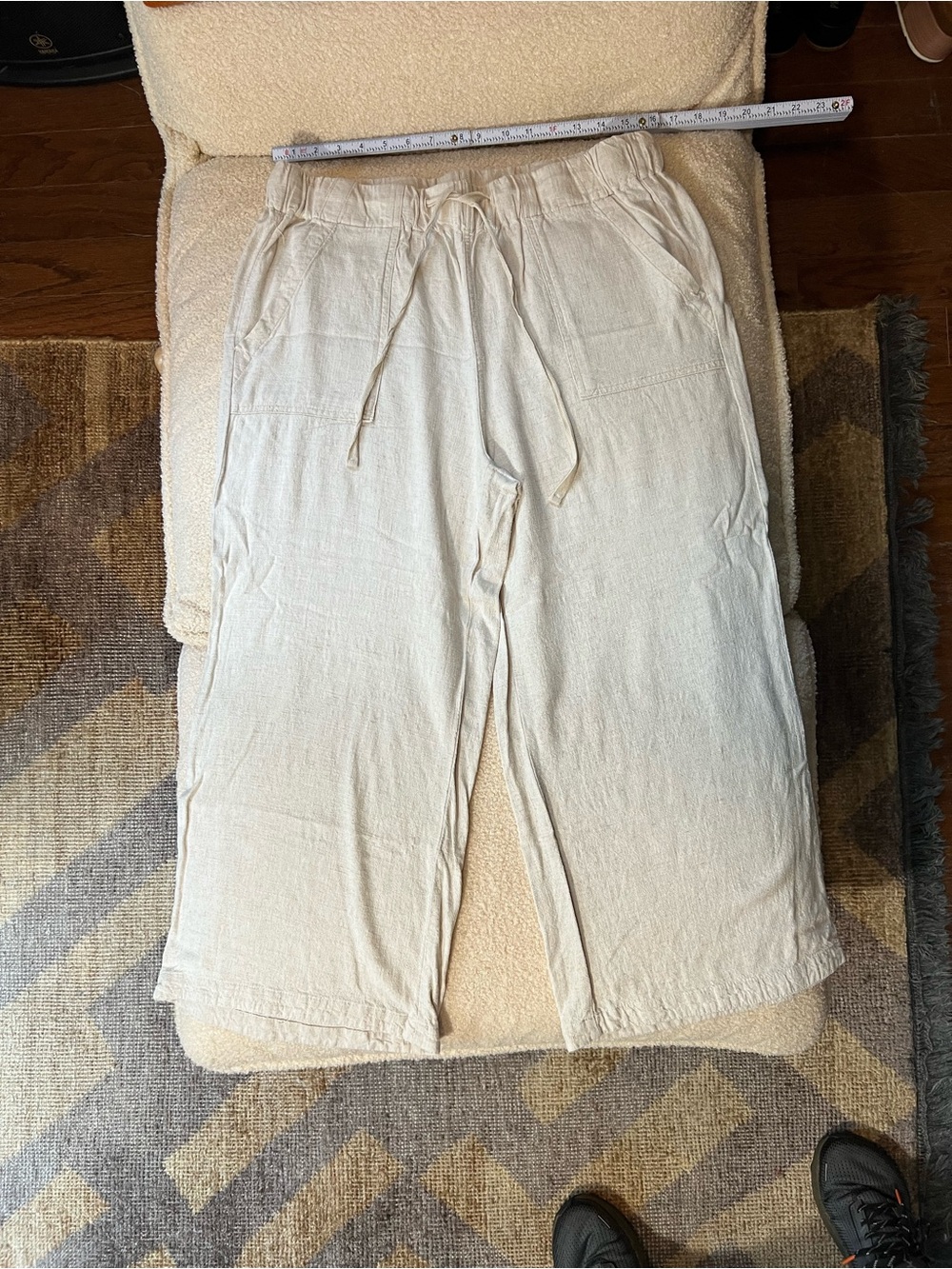 Thread & Supply Linen Blend Wide Leg Crop Pants Natural L